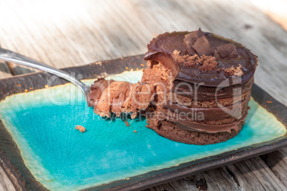 Creamy chocolate mousse layered cake