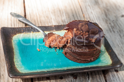 Creamy chocolate mousse layered cake