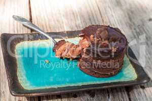 Creamy chocolate mousse layered cake