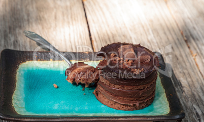 Creamy chocolate mousse layered cake