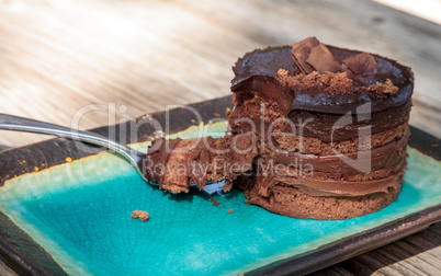 Creamy chocolate mousse layered cake