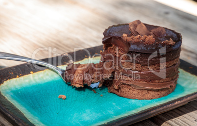 Creamy chocolate mousse layered cake