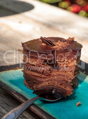 Creamy chocolate mousse layered cake