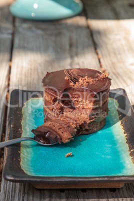 Creamy chocolate mousse layered cake