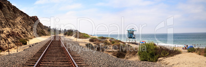 Train tracks run through San Clemente State Beach