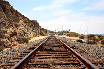 Train tracks run through San Clemente State Beach