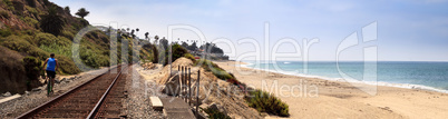 Train tracks run through San Clemente State Beach