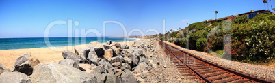 Train tracks run through San Clemente State Beach