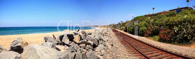 Train tracks run through San Clemente State Beach