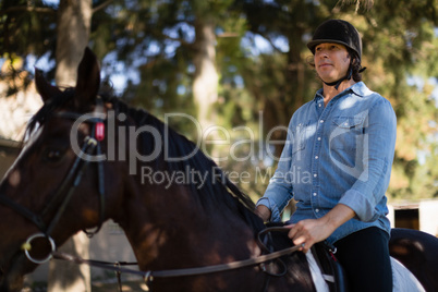 Man riding a horse in the ranch