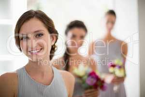 Smiling bride at home