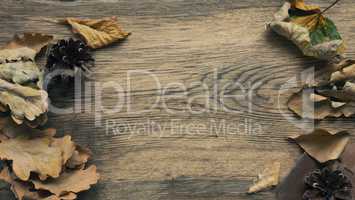 Seasonal background with weathered wood