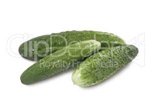 Green cucumber on a white background.