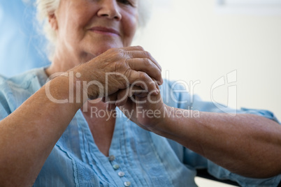 Close up midsection of senior woman