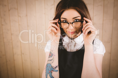 Woman in spectacles posing