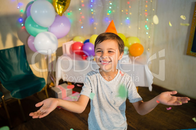 Happy boy enjoying during birthday party