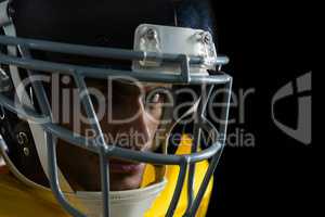 American football player with a head gear