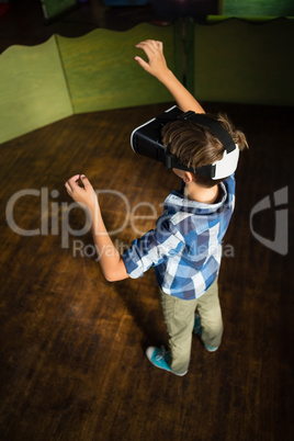 Boy using virtual reality headset