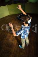 Boy using virtual reality headset