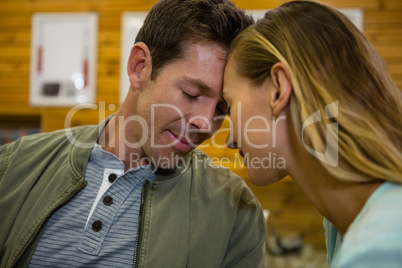 Romantic young couple relaxing in cafe