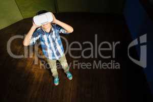 Boy using virtual reality headset