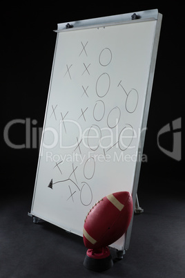 American football and game strategy drawn on white board