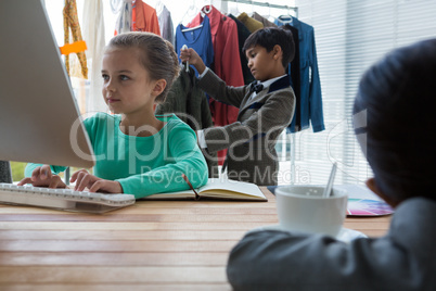 Colleagues working in office