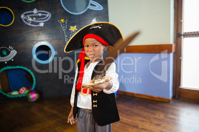 Boy pretending to be a pirate