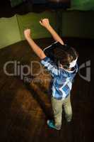 Boy using virtual reality headset