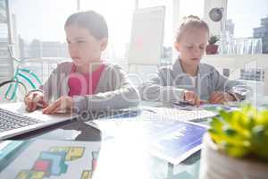 Female colleagues working at desk