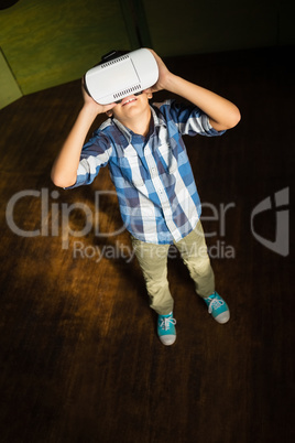 Boy using virtual reality headset