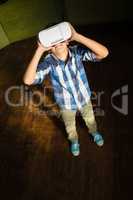 Boy using virtual reality headset