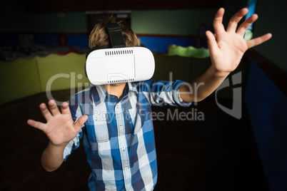 Boy using virtual reality headset