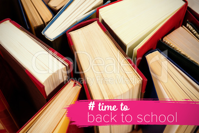 Composite image of back to school text with hashtag