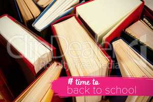 Composite image of back to school text with hashtag