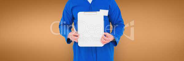 Mechanic man holding a file