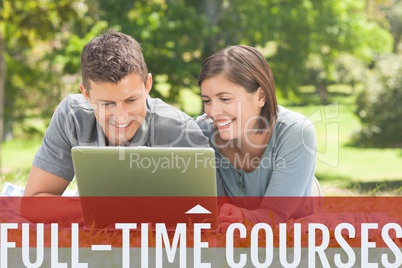 Education  and full-time courses text and people sitting at a class