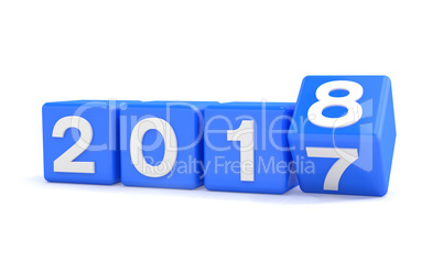 3d render - new year 2018 concept - cubes - blue