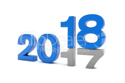 3d render - new year 2018 change concept - blue