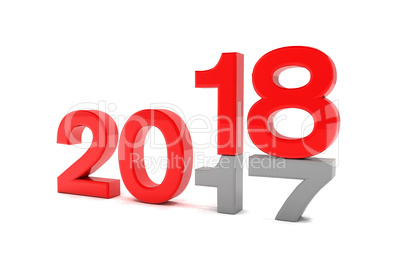 3d render - new year 2018 change concept - red