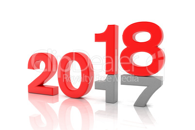 3d render - new year 2018 change concept - red