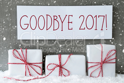 White Gift With Snowflakes, Text Goodbye 2017