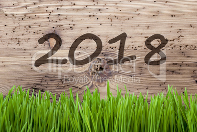 Bright Wooden Background, Gras, Text 2018