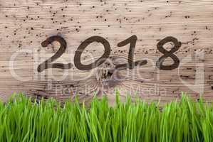 Bright Wooden Background, Gras, Text 2018