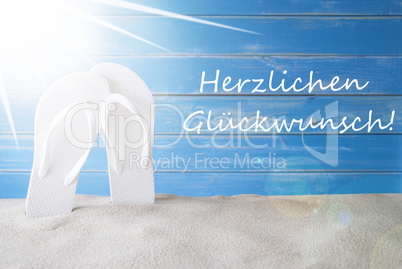Sunny Summer Background, Herzlichen Glueckwunsch Means Congratulations