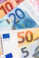 Close up of euro currency.