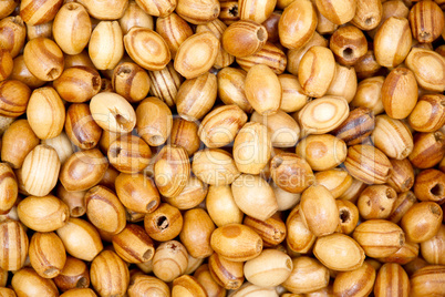 Wooden beads. Texture. Hi res photo.