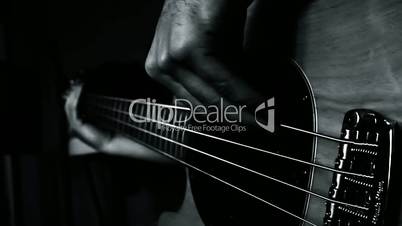 Bass Guitar Palayer Playing In Studio