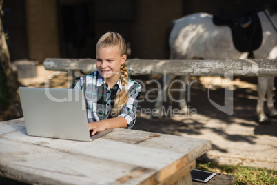 Girl using laptop