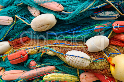 background of colorful fishing nets